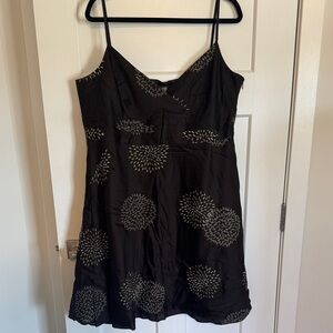 Ann Taylor Factory Black Dress with Gold Floral Pattern